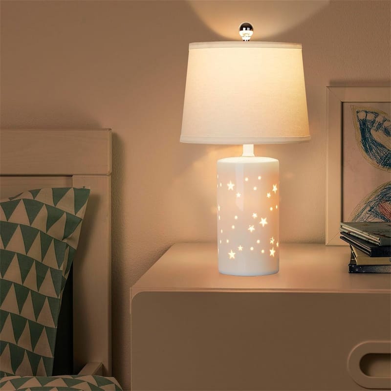 20.5”Modern White Ceramic Table Lamp (Set of 2)
