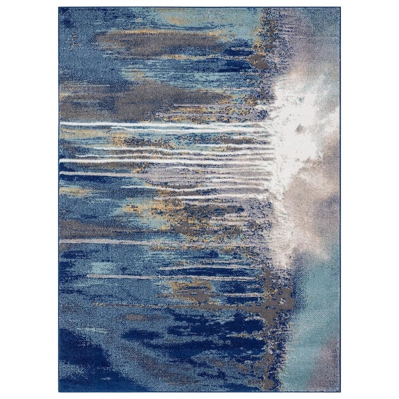 Luxe Weavers Beverly Collection Blue 8x10 Abstract Area Rug - 8' x 10'/Surplus