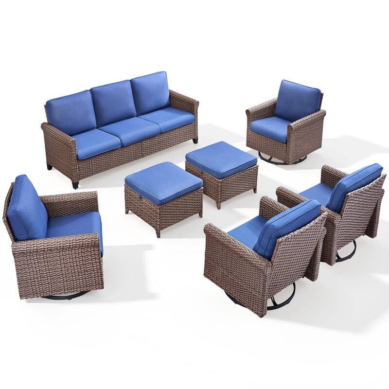 Pocassy Outdoor Sofa with Swivel Chairs Funiture Set