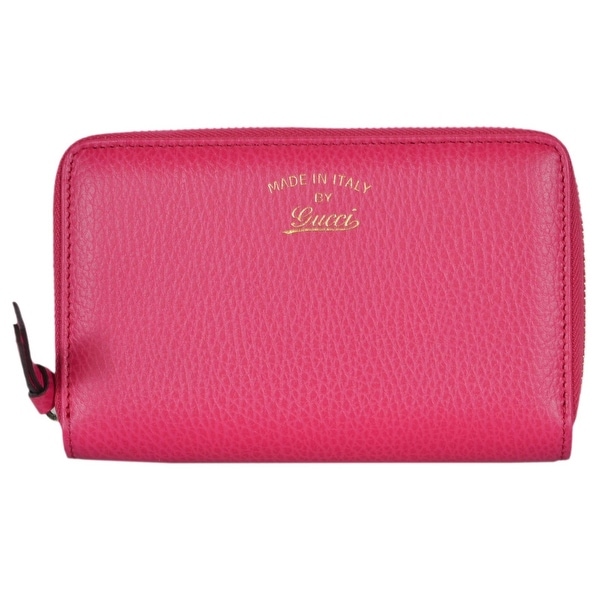 Shop Gucci Women&#39;s 354497 Pink Leather Trademark Logo Swing Zip Around Wallet - 6.5&quot; x 4&quot; - Free ...