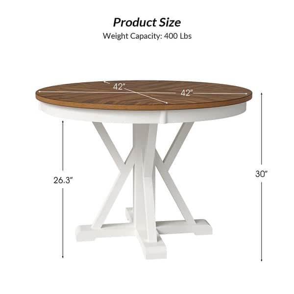Felicia Farmhouse Natural Solid Wood Round Cross-buck Base Dining Table ...
