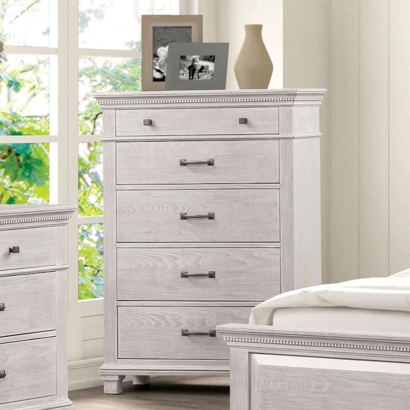Furniture of America Eleanor Modern Rustic Weathered Grey Solid Wood 5-Drawer Chest