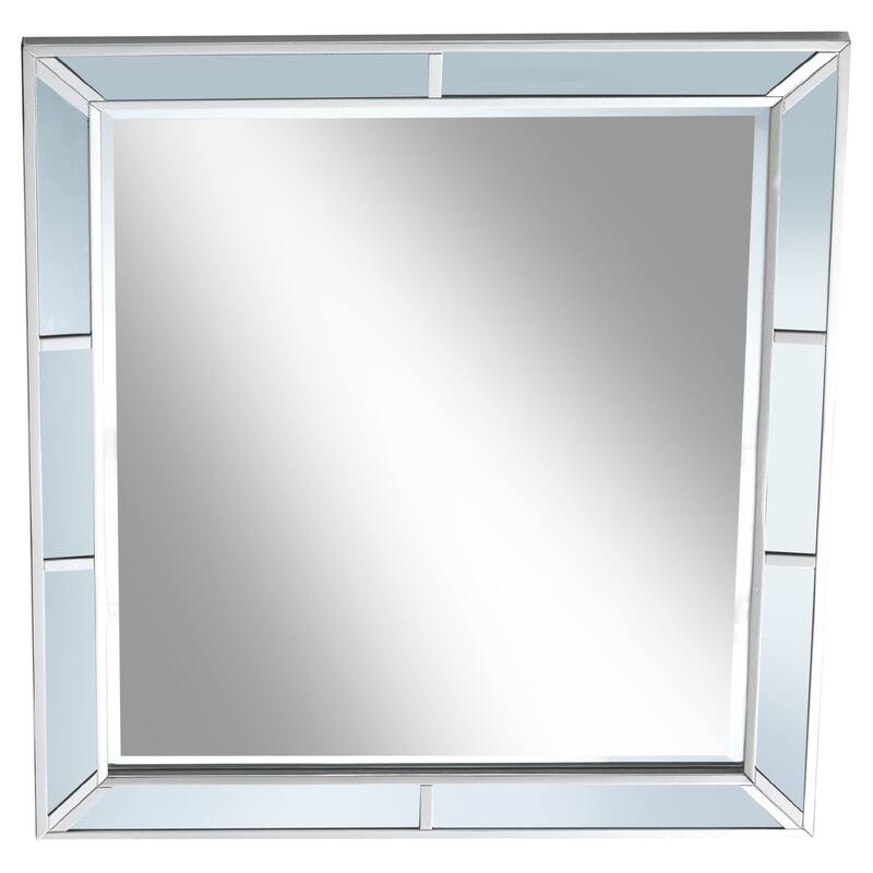 Wooden Framed Rectangular Dresser Mirror - 43" - Silver Champagne Finish