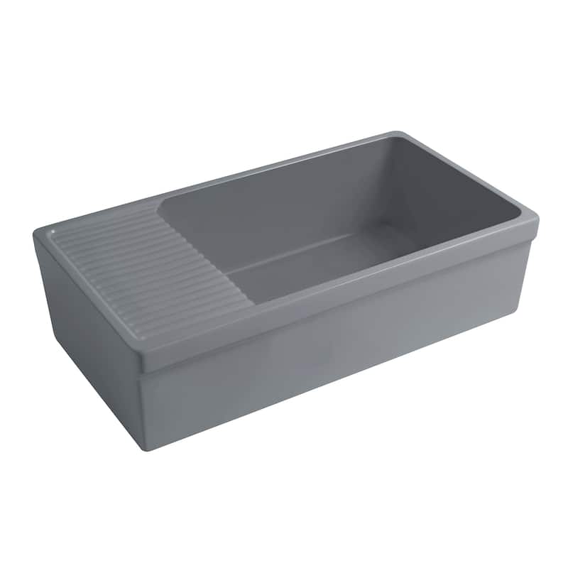 Whitehaus Quatro Alcove 36" Farmhouse Single Basin Fireclay Kitchen - Matte Cement