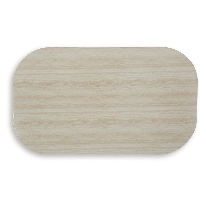 Kimo Outdoor Cocktail Coffee Table, Brown Wicker Details, 50 Inch