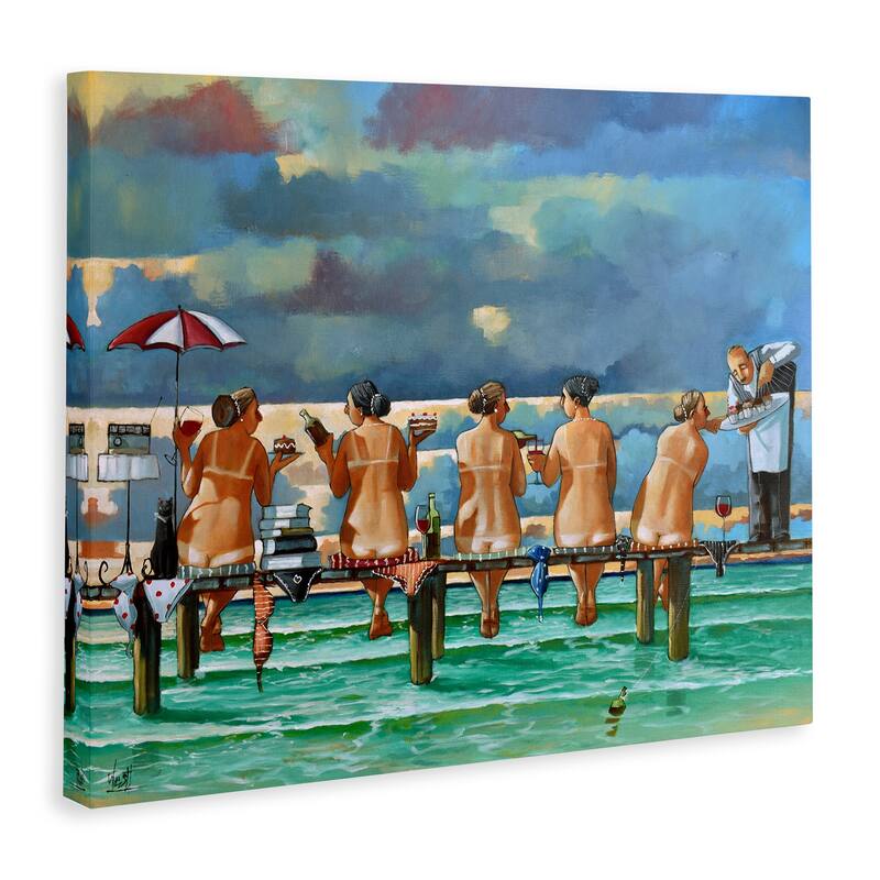 Stupell Beach Dock Women Summer Fun Canvas Wall Art by Ronald West