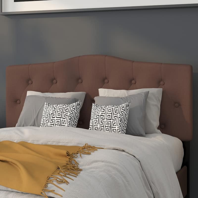 Arched Button Tufted Upholstered Headboard - Camel - Full