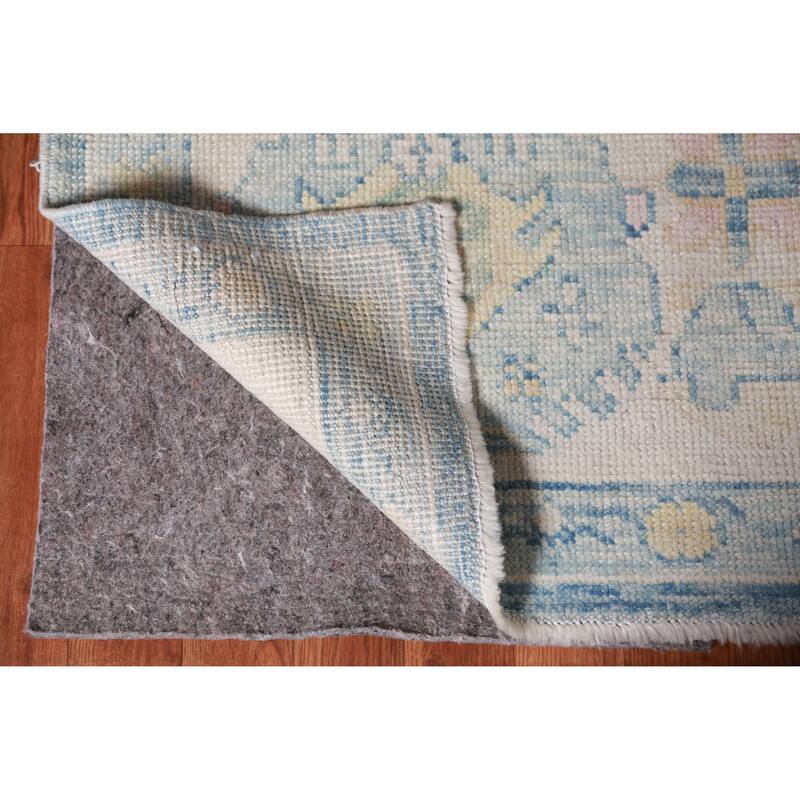 Hand Knotted Oriental 100% Wool Carpet Transitional All-Over Navy Blue & Blues Oushak Area Rug - 11' 5'' X 8' 3''