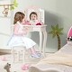 preview thumbnail 3 of 8, Costway Kid Vanity Set Wooden Makeup Table Stool Tri-Folding Mirror - See Details