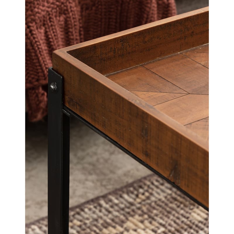 Kate and Laurel Marsh Wood and Metal Coffee Table - 27x27x18