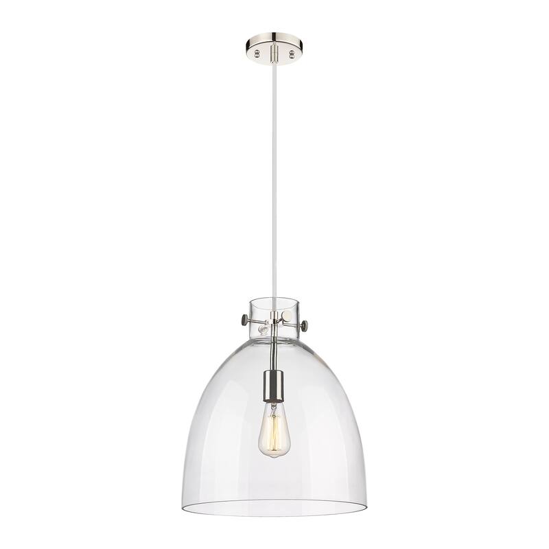 Innovations Lighting Newton Bell - 1 Light 14" Cord Hung Pendant - Clear/Polished Nickel