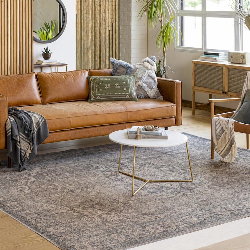 Livabliss Traditional Colin Medallion Washable Area Rug - 5'3" x 7'3" - Brown