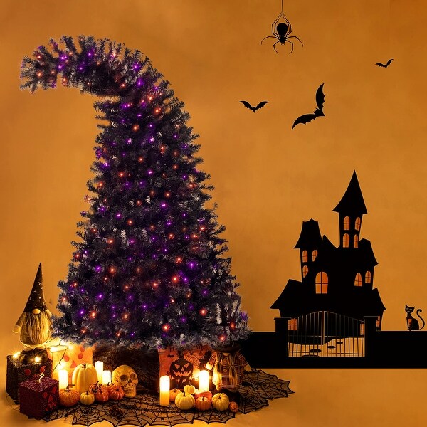 Black christmas tree with orange lights discount