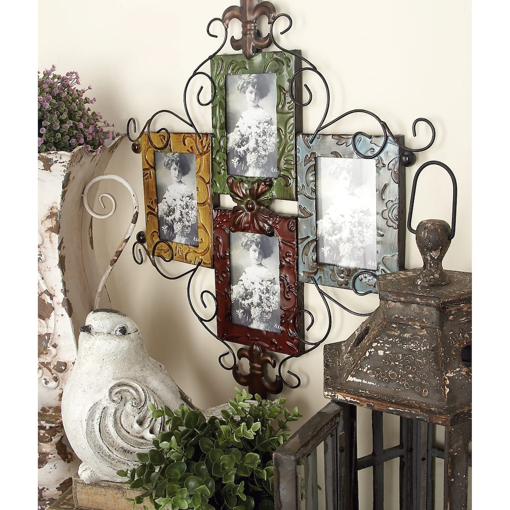 Multi Colored Metal 4 Slot Scroll Wall Photo Frame