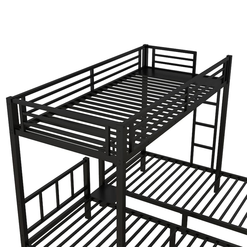 Twin over Twin & Twin Metal Triple Bunk Bed for 3, Twin XL Bunk Bed