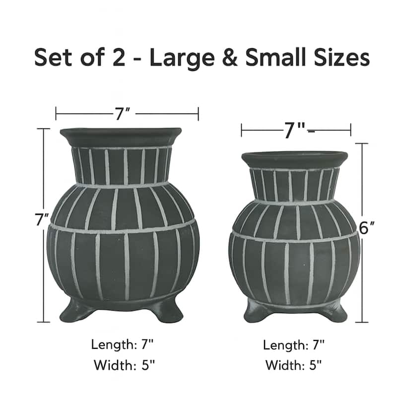 Aria Home Gray Bubble Shaped Ceramic Vase with Raised Rim Set of 2