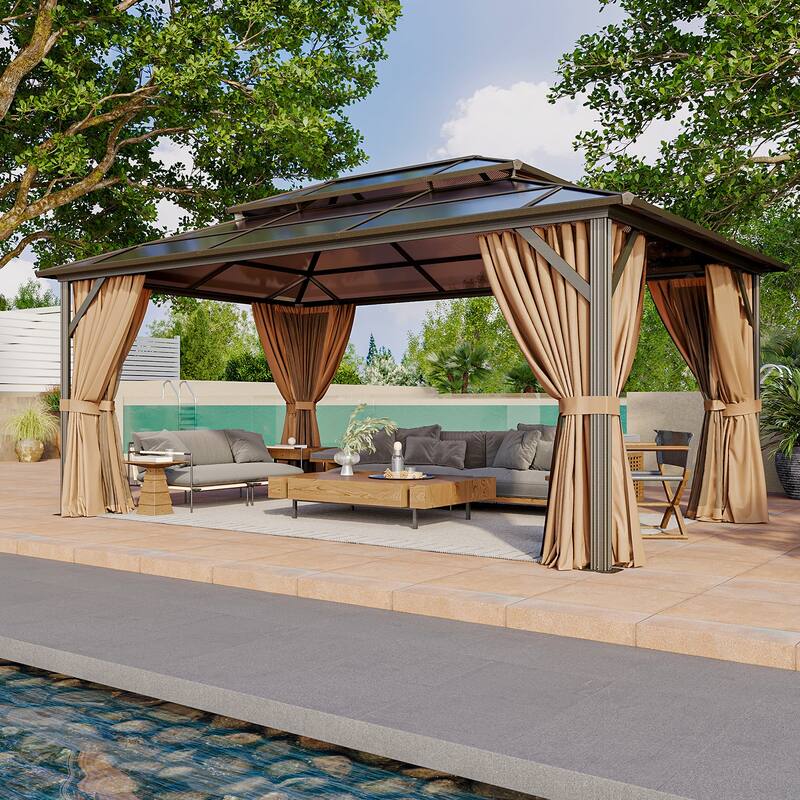 Outdoor Double Roof Hardtop Gazebo - 16'x12'