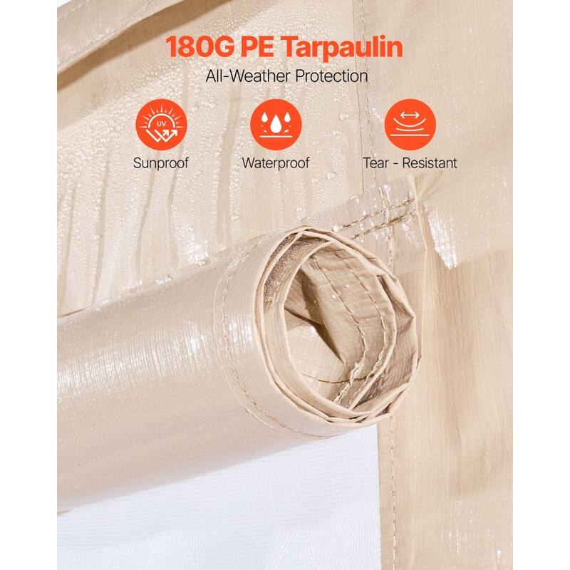 Beige 10x10 Ft Gazebo Replacement Cover Waterproof Sidewalls with Windows and Door Panels - 9.58 × 9.58 ft