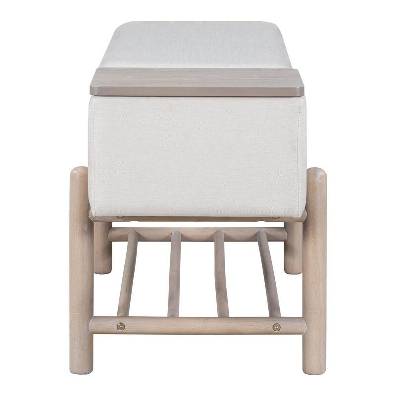 Modern 47.2" Upholstered Storage Bench with Hidden Compartment for Entryway and Living Room