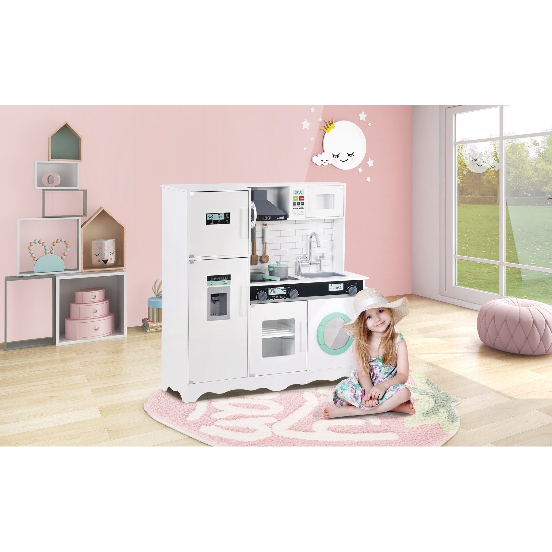 Kids Kitchen Playset Toddler Wooden Pretend Cooking Playset