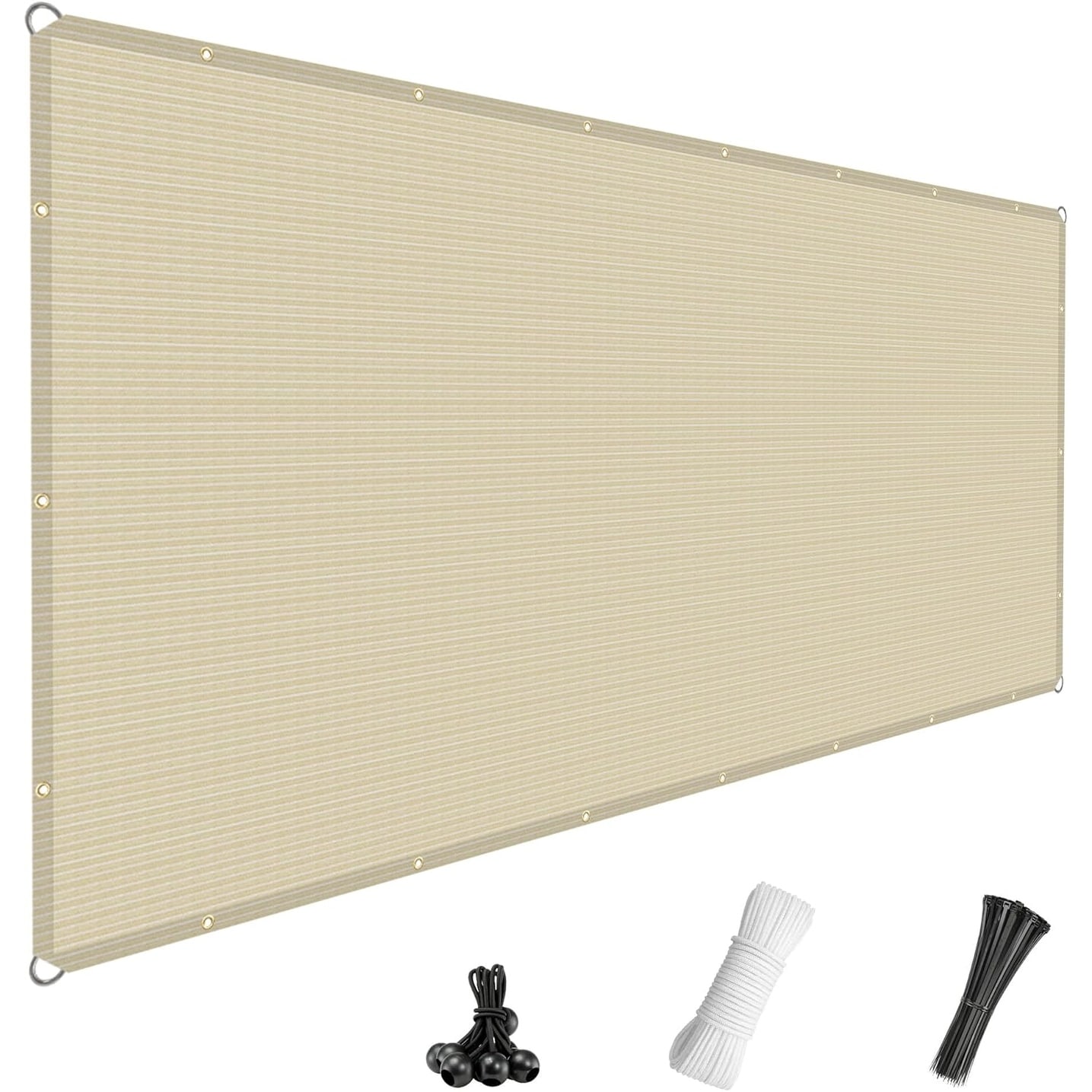 10' x 12' Rectangle Sun Shade Sail with Grommets for Outdoor Pergola, Patio, Garden, and Backyard - Beige