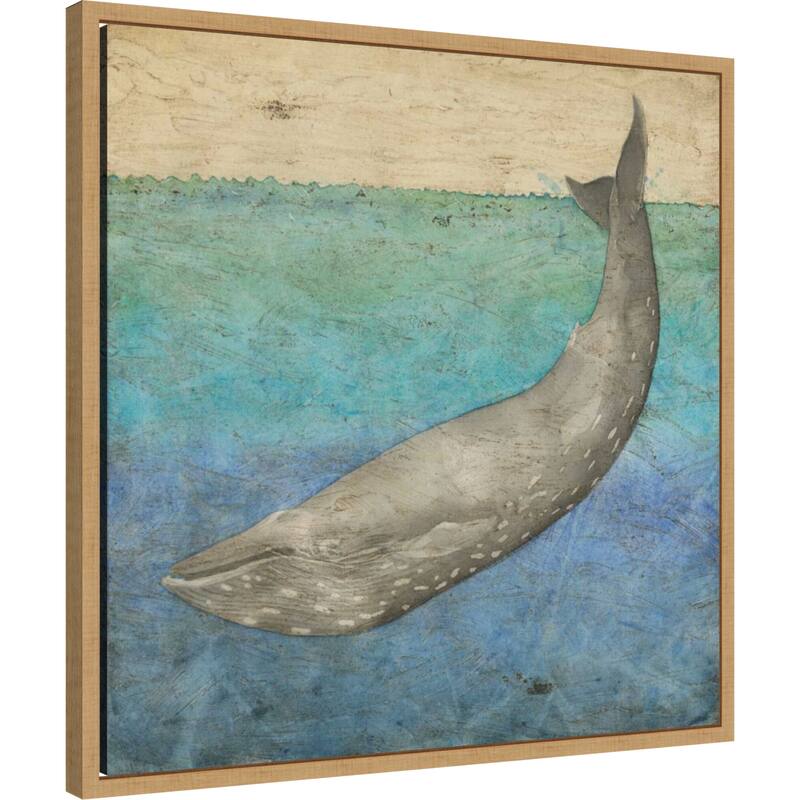 Diving Whale No. 1 by Megan Meagher (22 x 22 in.), Framed Canvas Wall Art Print