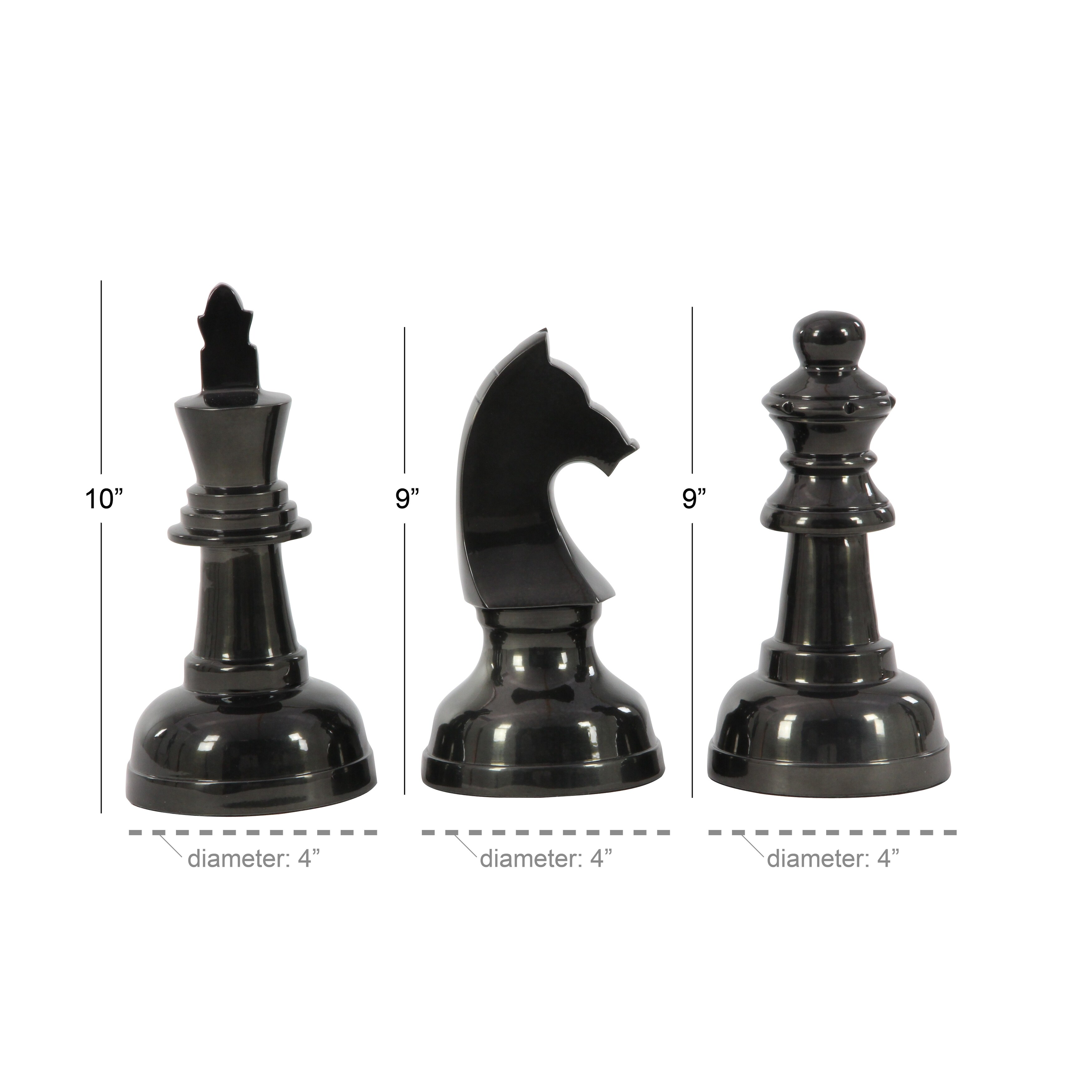 Metal Traditional Chess 3-piece Sculpture Set - On Sale - Overstock -  21065743
