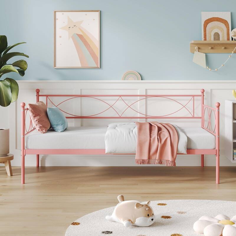 Twin daybed with Trundle,Metal Twin Daybed,Day Bed Sofa Bed Frame with Steel Slat Support,Multifunctional Daybed Frame