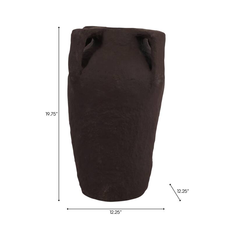 Decorative Vase - Dark Brown Paper Mache Lug Handles, 20"