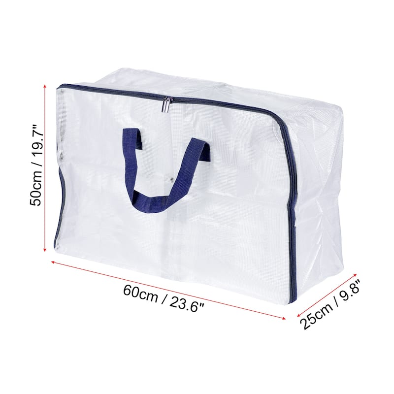 Closet Storage Bags, Extra Large Foldable Clothes Organizer Tote Bag, Navy Blue