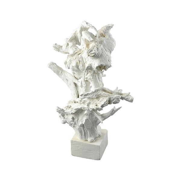 34.25” White Irregular Shaped Coldfall Wood Decorative Stand - N/A