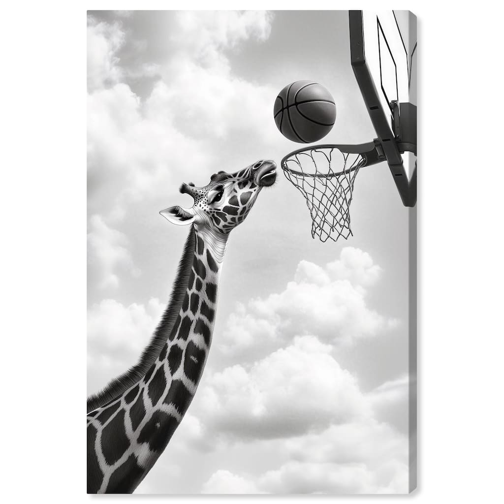Giraffe Hoops Canvas by Art Remedy, Gallery Wrapped