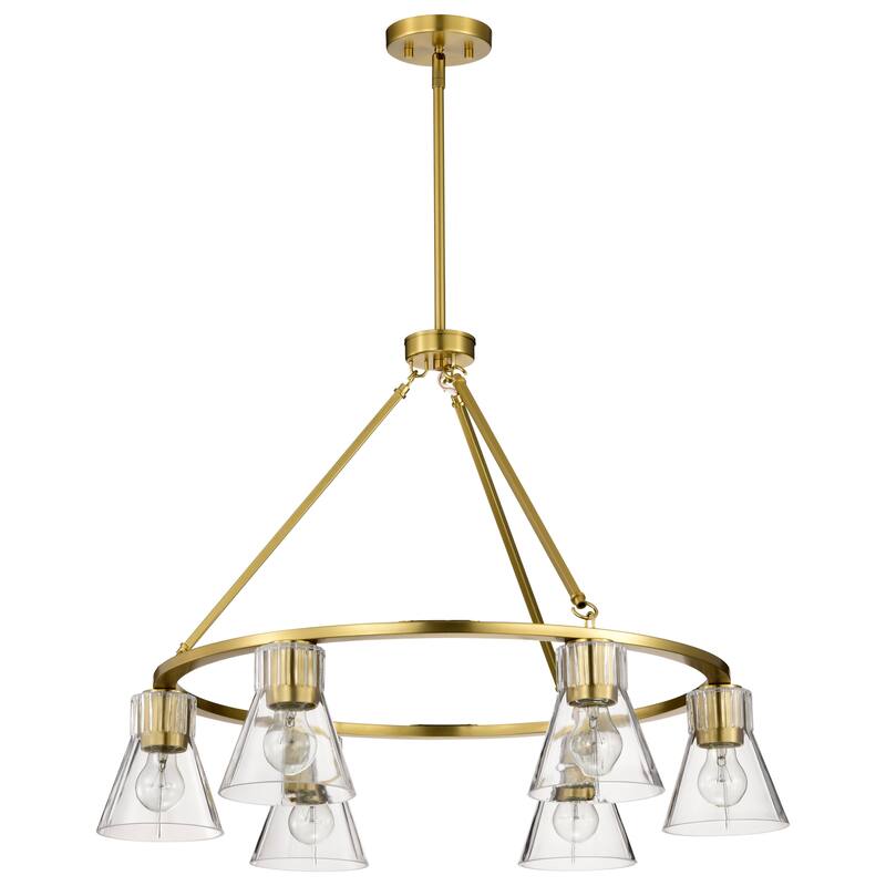 Gianna 6 Light Chandelier Vintage Brass Finish Clear Glass - Vintage Brass