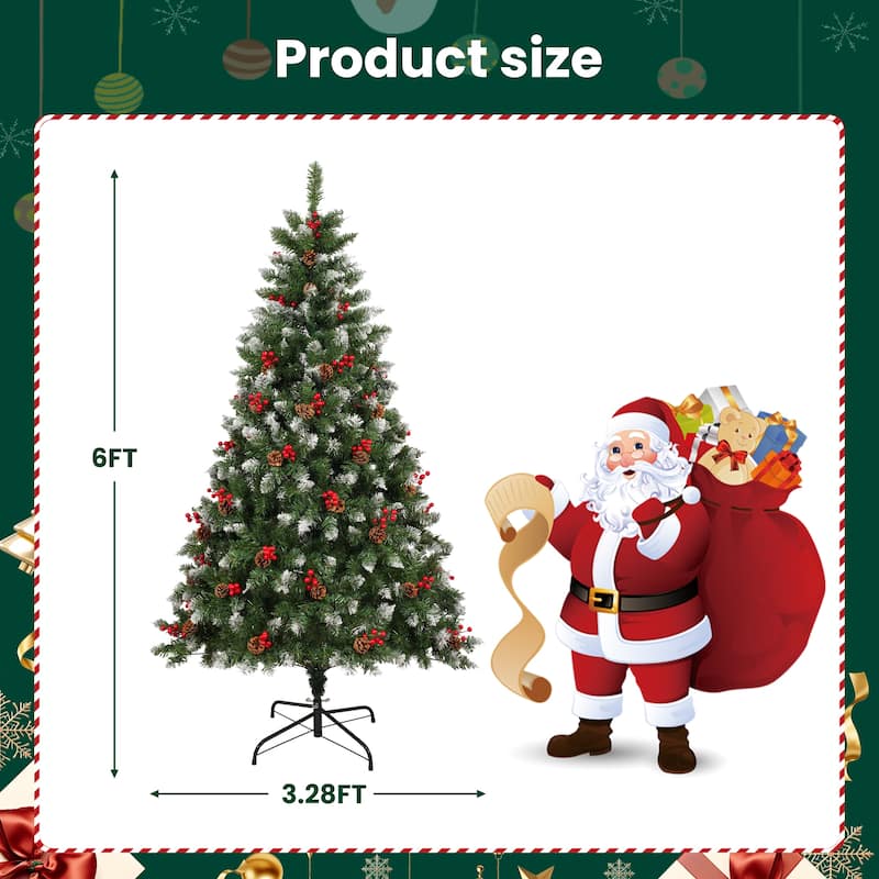 6FT & 7.5FT Artificial PVC Christmas Tree with Warm White and Multicolor LED Lights and Metal Stand