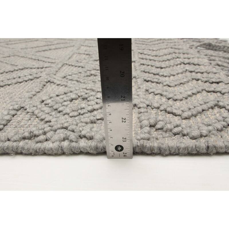 ECARPETGALLERY Braid weave Sienna Grey Wool Rug - 5'3 x 7'5