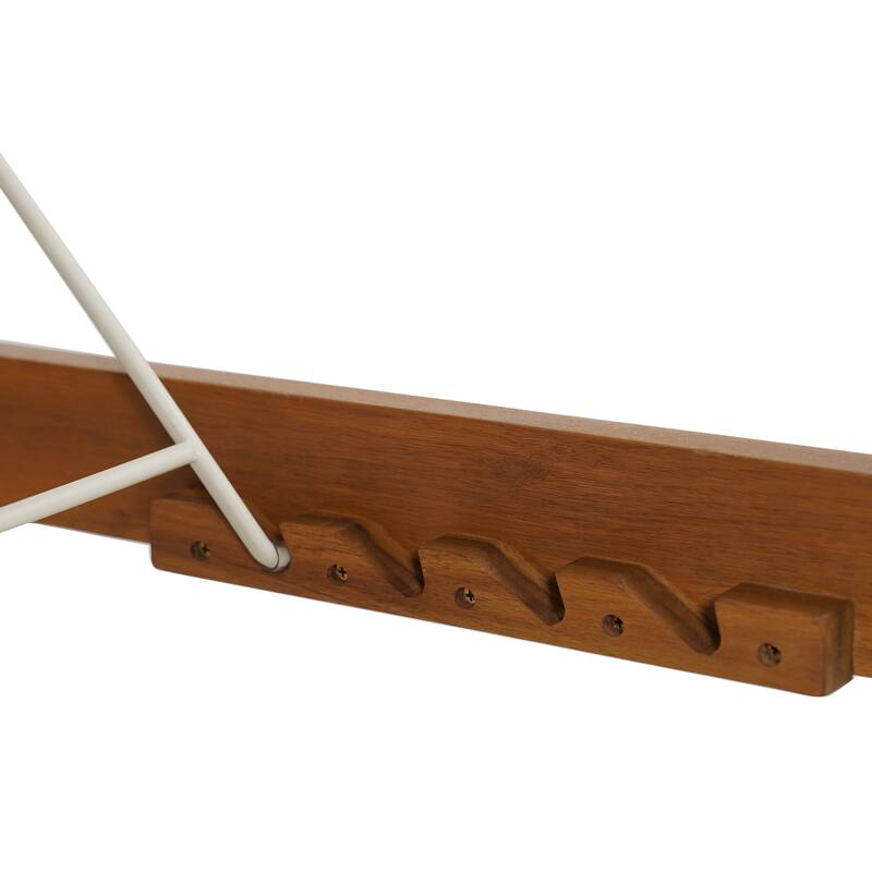 Roomfitters Outdoor Adjustable Chaise Lounge Chair, Poolside Relaxation Lounger with Acacia Frame