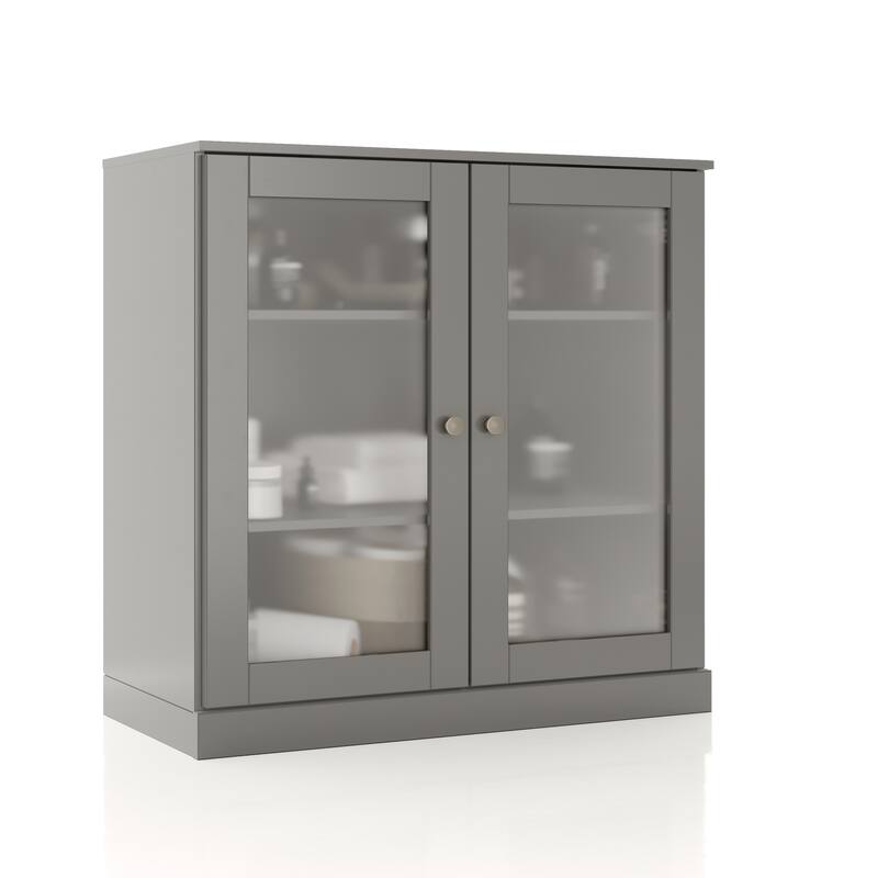 Palace Imports 100% Solid Wood 32" Bathroom Cabinet with Frosted Glass Doors and Adjustable Shelves