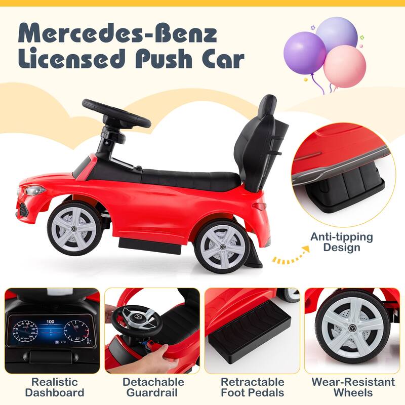 Costway Kids Ride on Push Car Mercedes-Benz Licensed 3-in-1 Sliding