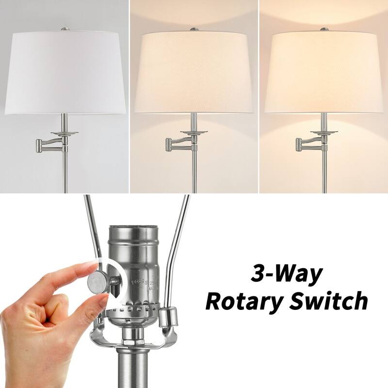 KAWOTI 64.5 inch Adjustable Height Swing Arm Floor Lamp with Shade