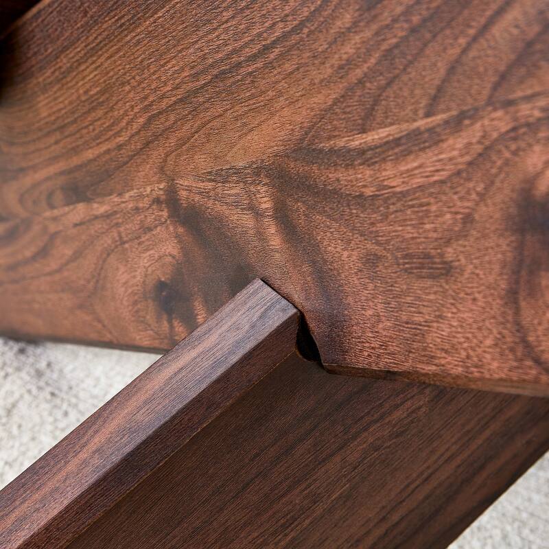 Round Coffee Table, Modern Center Table with Tempered Glass Top, Unique Wood Tea Table for Living Room, Walnut