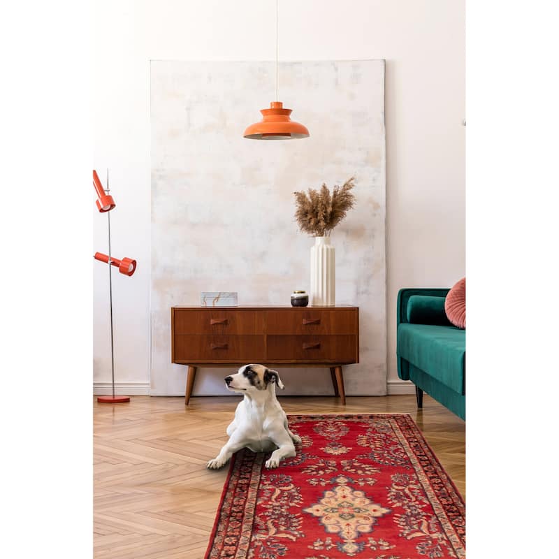 ECARPETGALLERY Hand-knotted Andelz Red Wool Rug - 3'3 x 9'6