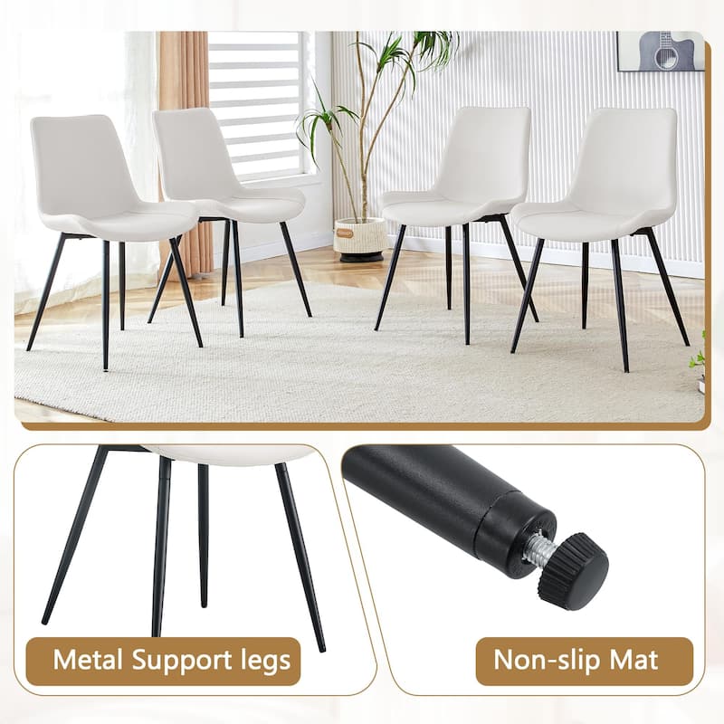 7 Piece Dining Table Set with 42 Inch Round MDF Top Glass Insert 4 PU Chairs