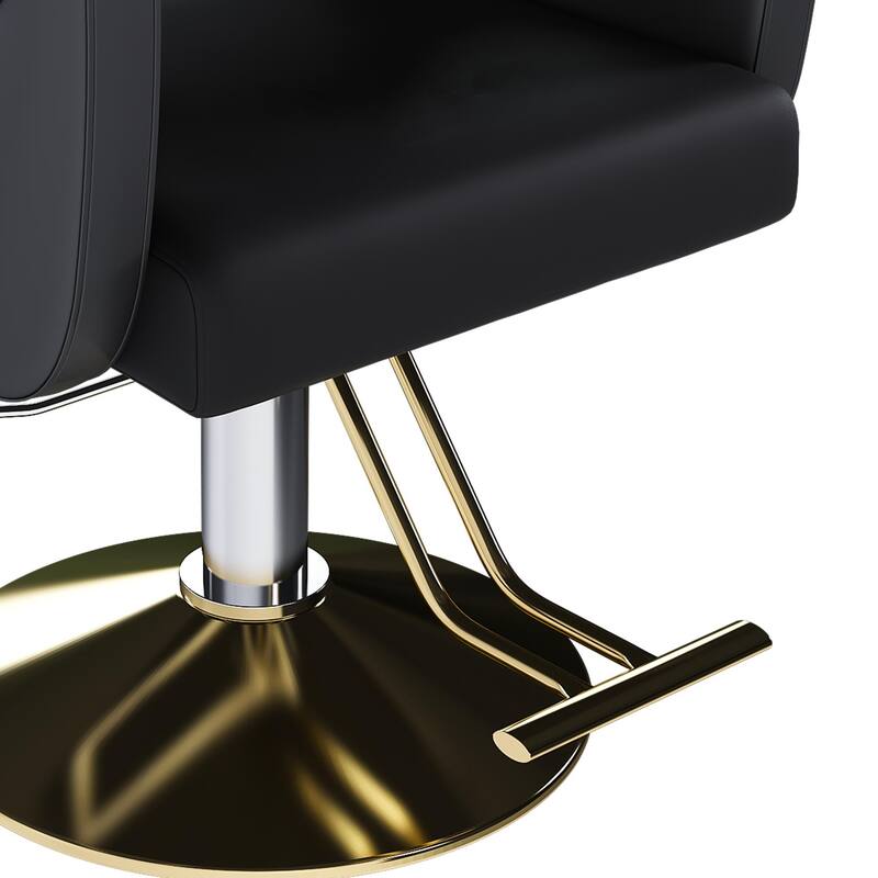 Roomfitters Hydraulic Salon Chair with 360° Swivel, Heavy Duty Barber Stylist Chair with Non-Tilting Gold Base, Black & Gold