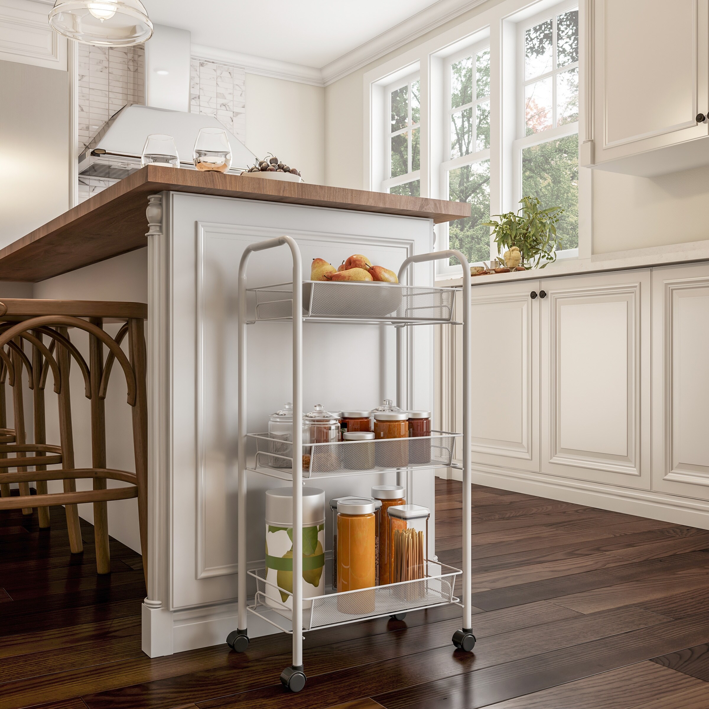 Tiered Narrow Rolling Storage Shelves Mobile Utility Organizer