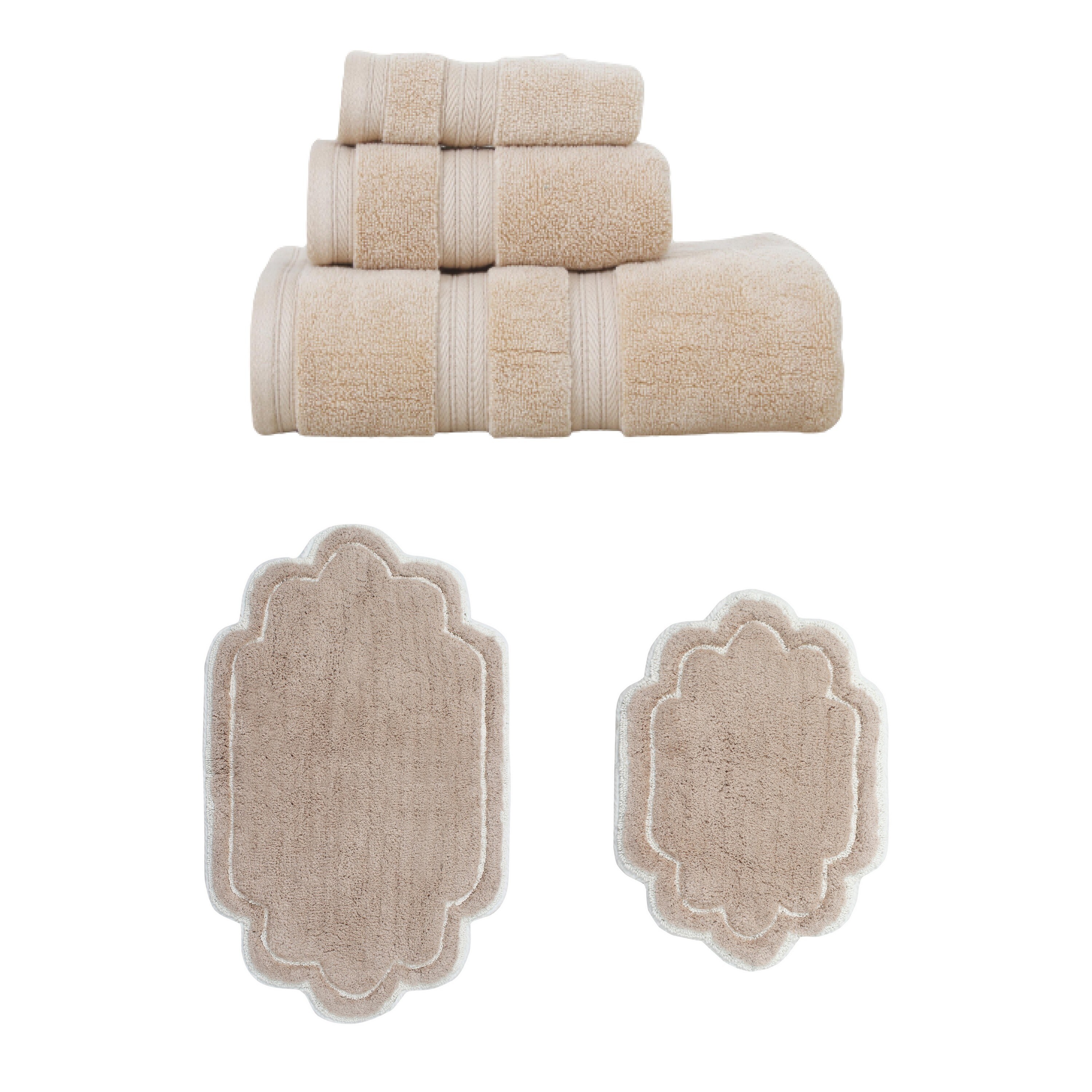 Home Weavers Allure Collection 100% Soft Cotton Super Absorbent 3 Pcs Towel Set & 2 Pc Bath Rug Set, Machine Wash (Set of 5)