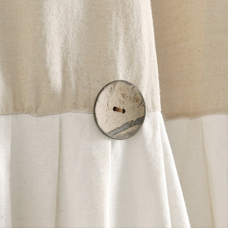 Lush Decor Linen Button Single Panel Window Curtain - 84"Lx100"W - Linen
