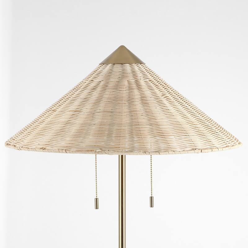 65.4" Modern 2-Light Cone Shade Floor Lamp with Pull Chains