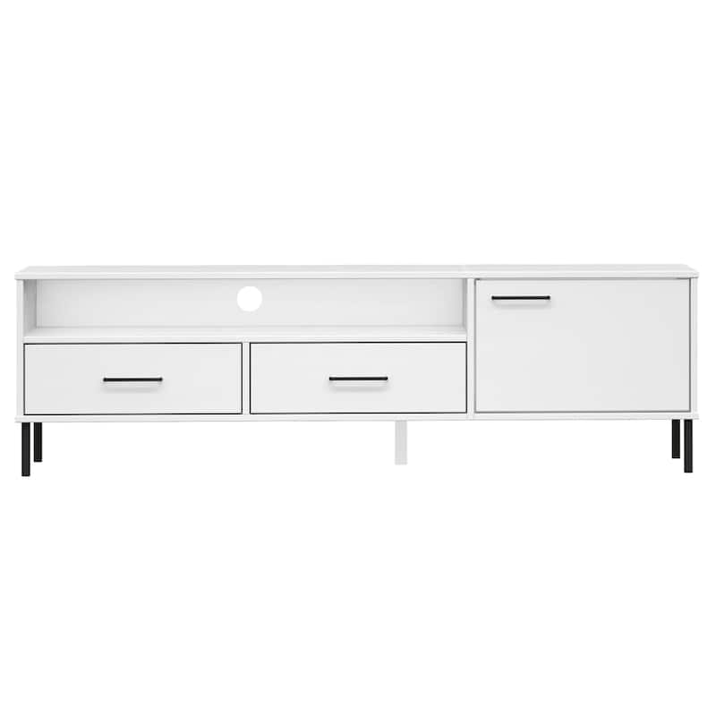 vidaXL TV Stand TV Console TV Console with Metal Legs Solid Wood Pine OSLO - 62.2" x 15.7" x 18.3"
