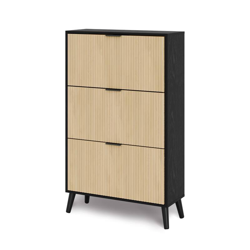 24 Pair Flip Drawer Shoe Storage Cabinet with Adjustable Shelves - 52.5'' H X 31.5'' W X 11.75'' D