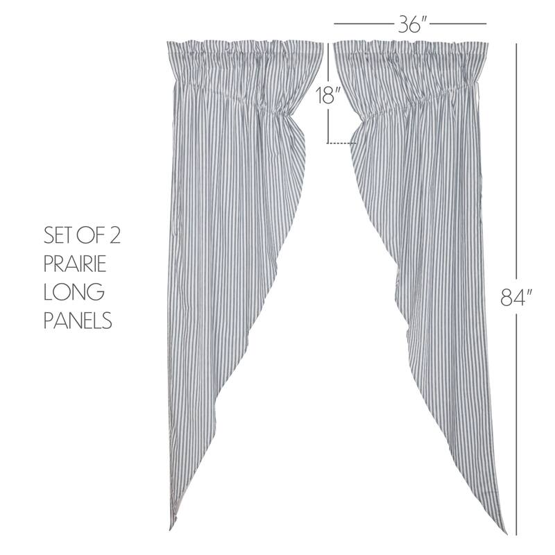 Sawyer Mill Charcoal Plaid Prairie Short Panel Set of 2 - Prairie Panel 63x36 - Dark Tan/ Country Red